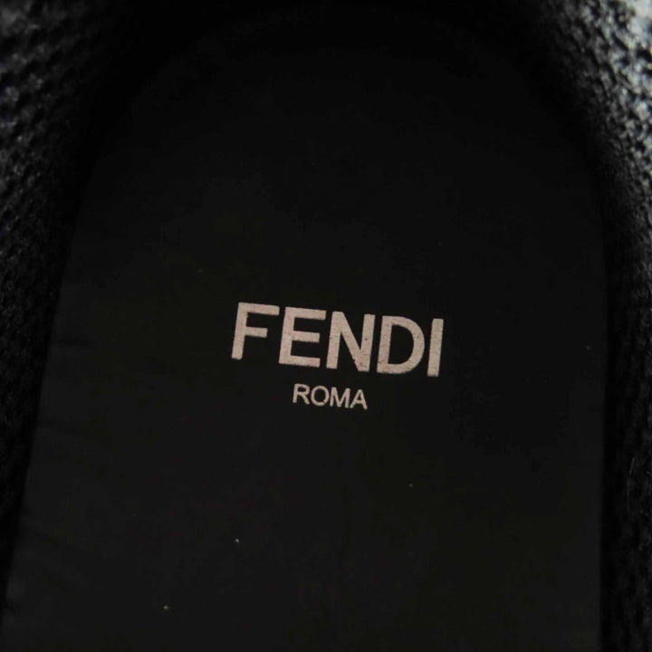 美品◎FENDI フェンディ 8E7045 ズッカ柄 FFロゴエンボス レースアップ レザー ハイカットスニーカー ブラック 35 イタリア製 レディース
