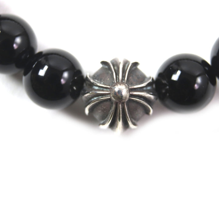 美品▼CHROME HEARTS クロムハーツ BEAD CHプラス ブレスレット オニキス SV925 ブラック シルバー 8mm メンズ レディース アクセサリー