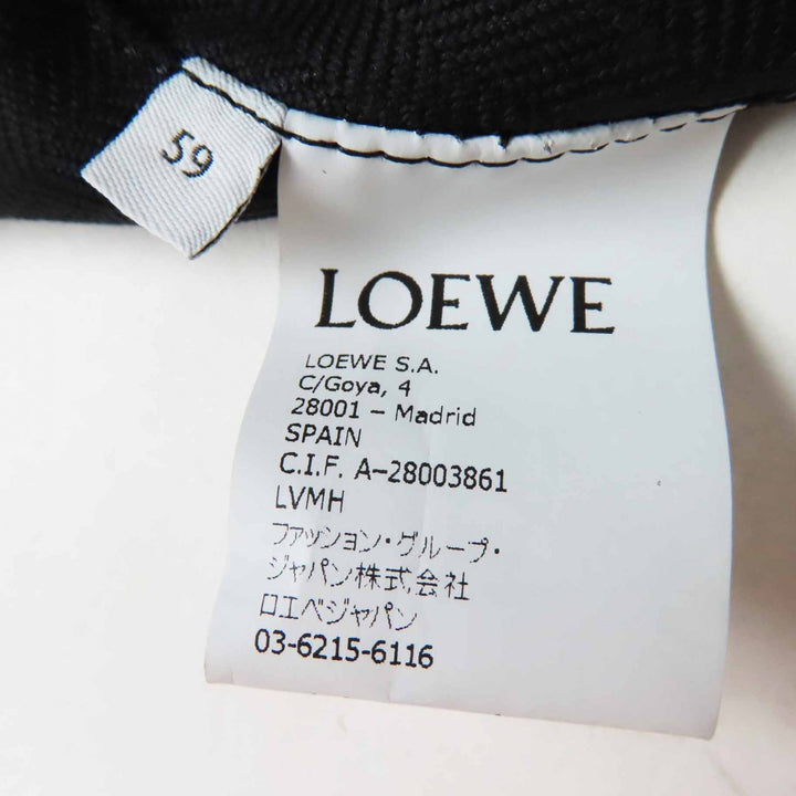未使用品◎LOEWE ロエベ アナグラムレザーパッチ付き ラムレザー ハット 帽子 ブラック シルバー金具 59 保存袋付き ポルトガル製 正規品