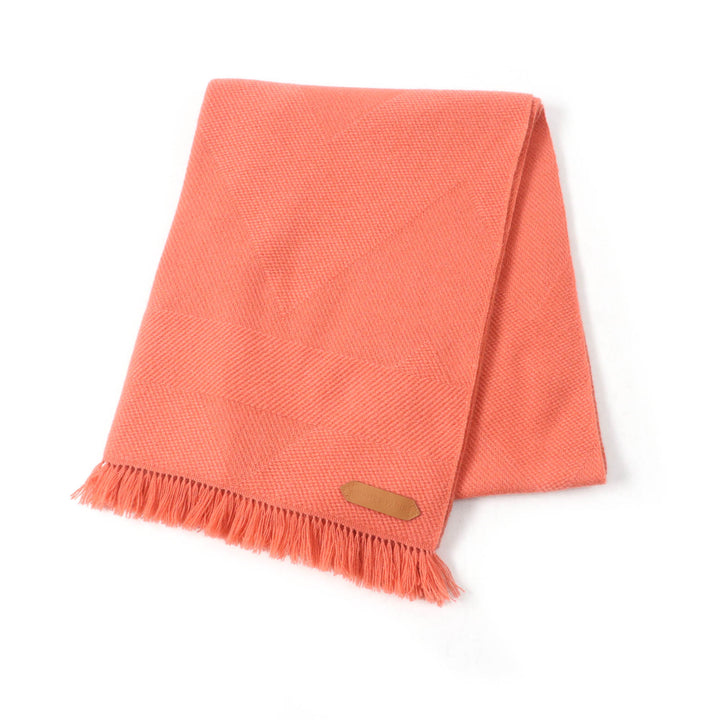 未使用品★HERMES エルメス グランド シェブロン カシミヤ100％ Rose Blush レザーロゴパッチ・フリンジ付 ストール マフラー 箱付き