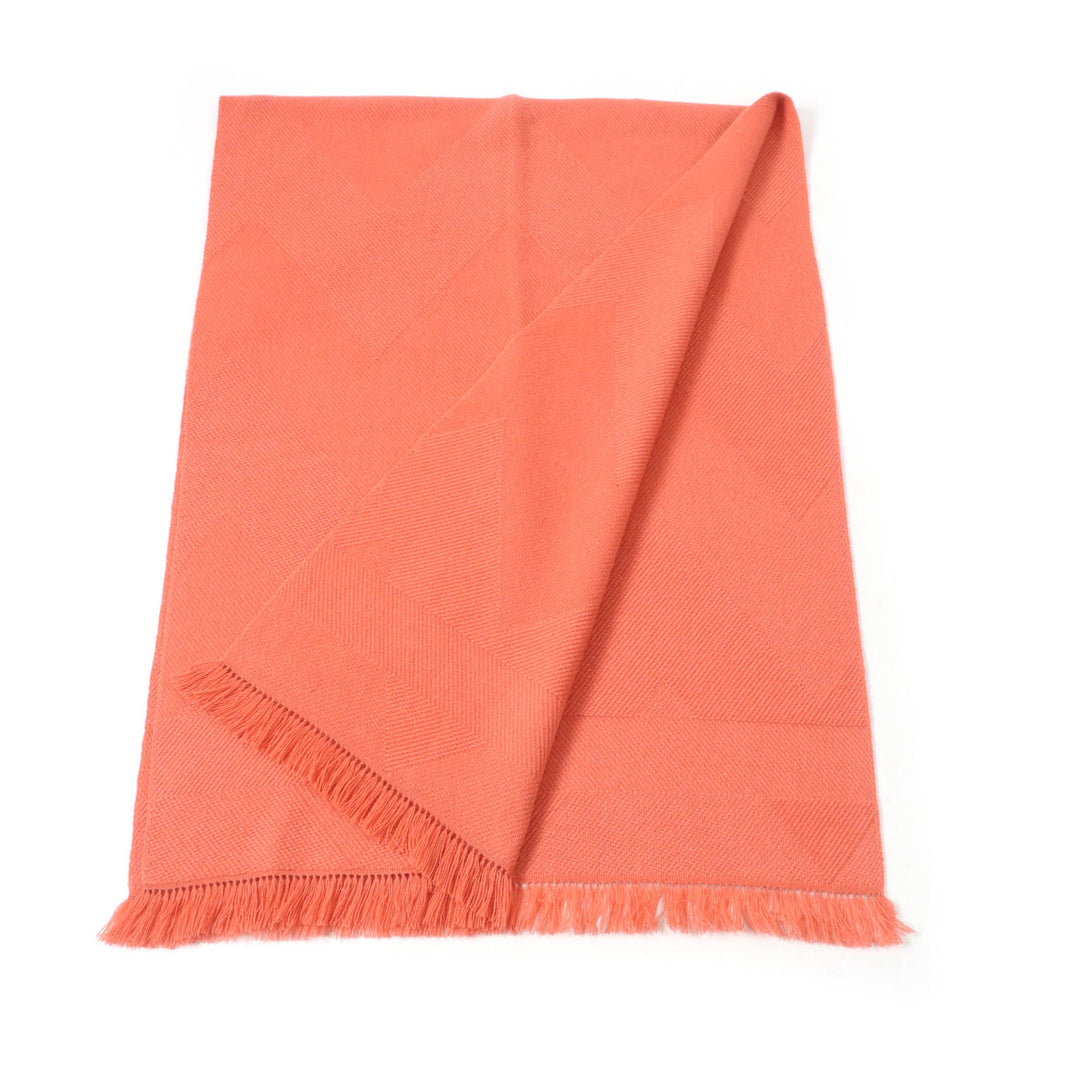 未使用品★HERMES エルメス グランド シェブロン カシミヤ100％ Rose Blush レザーロゴパッチ・フリンジ付 ストール マフラー 箱付き