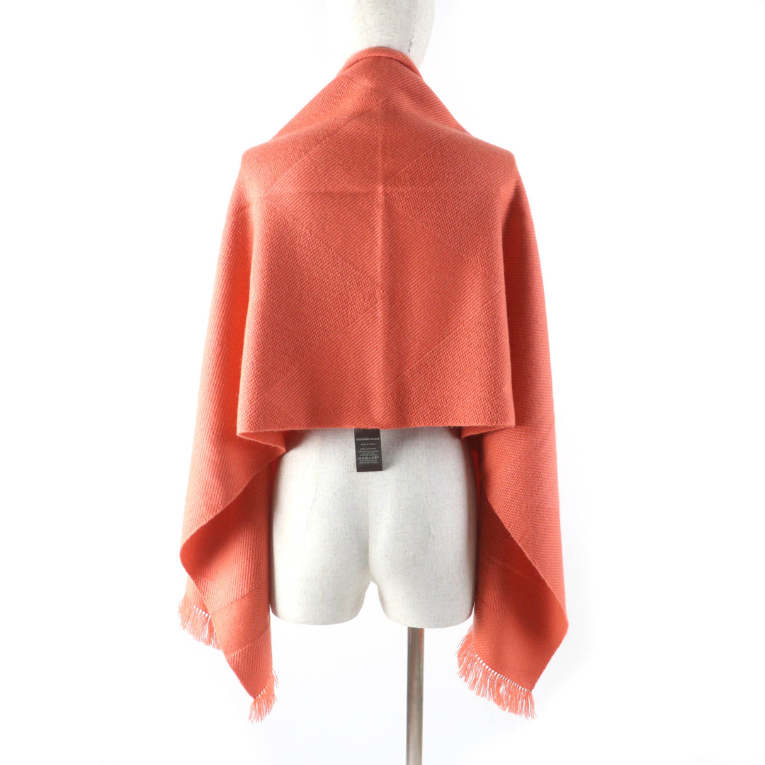 未使用品★HERMES エルメス グランド シェブロン カシミヤ100％ Rose Blush レザーロゴパッチ・フリンジ付 ストール マフラー 箱付き