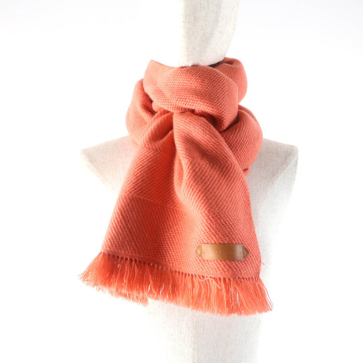 未使用品★HERMES エルメス グランド シェブロン カシミヤ100％ Rose Blush レザーロゴパッチ・フリンジ付 ストール マフラー 箱付き