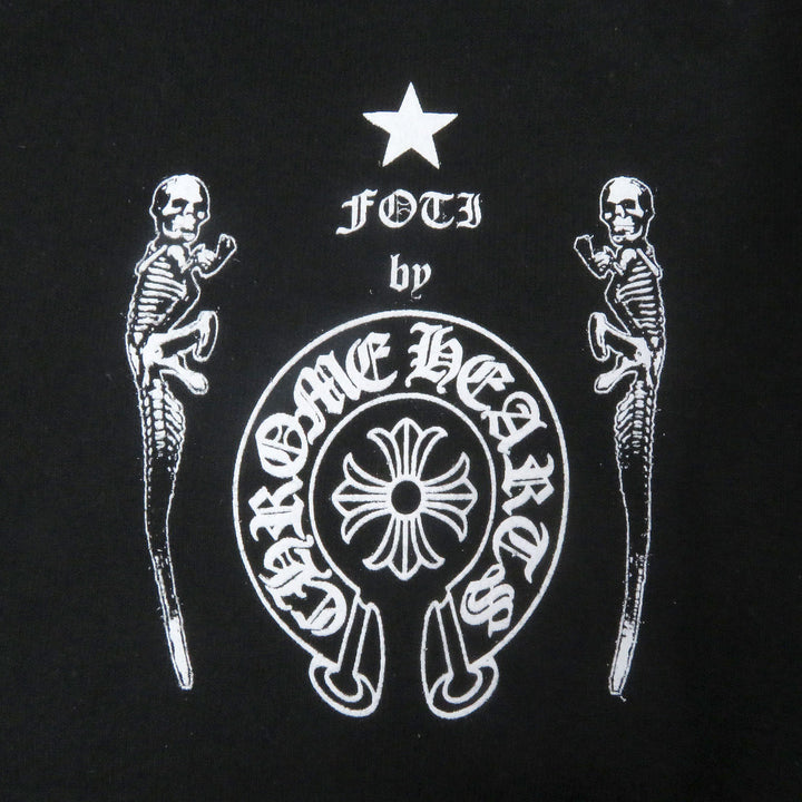 美品□CHROME HEARTS クロムハーツ FOTI ZIP HOODIE コットン100％ スカル フーディー ジップパーカー ブラック M USA製 正規品 メンズ