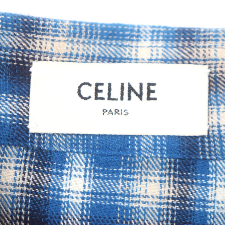 極美品▼セリーヌ 21SS 2C486354M Loose Shirt In Checked Cotton ルーズチェック コットン ロングスリーブ 長袖シャツ 41 正規品 メンズ