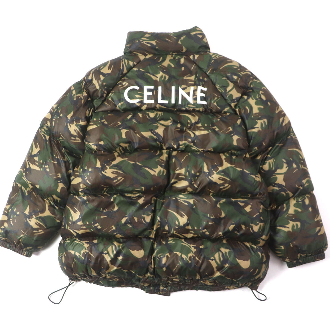 極美品▼CELINE セリーヌ 2W4300610 ロゴプリント カモフラージュ 迷彩柄 中綿入り ジップアップ ジャケット グリーン 54 正規品 メンズ