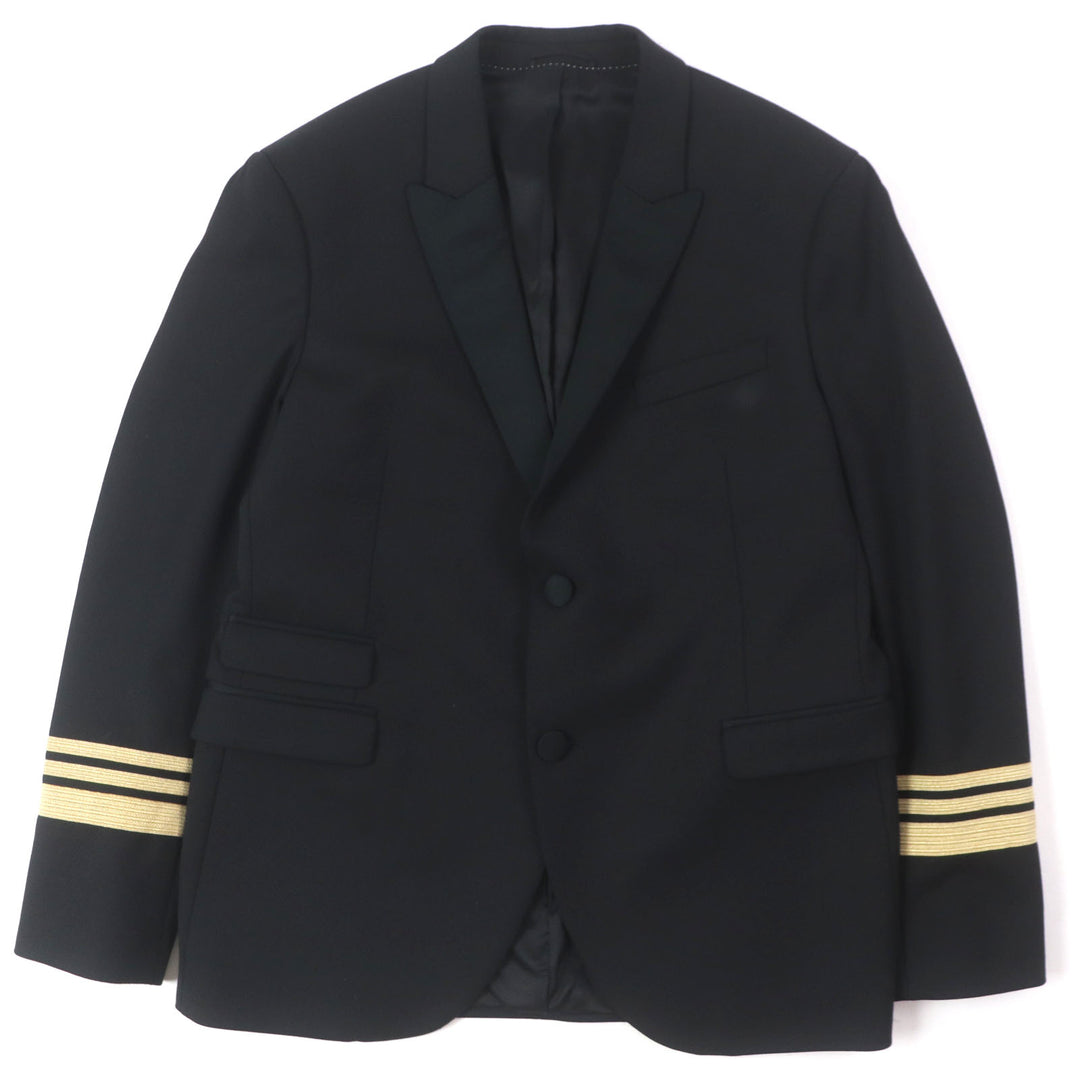 極美品▼NEIL BARRETT TUXEDO ニールバレット タキシード SLIM FIT TUXEDO 袖ライン シングルジャケット テーラード ブラック 52 伊製