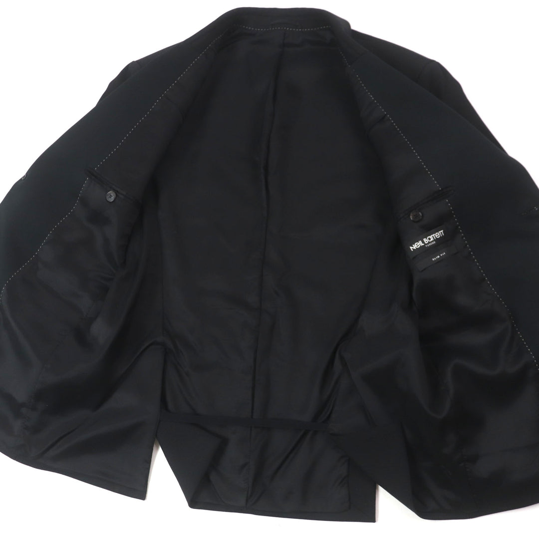 極美品▼NEIL BARRETT TUXEDO ニールバレット タキシード SLIM FIT TUXEDO 袖ライン シングルジャケット テーラード ブラック 52 伊製