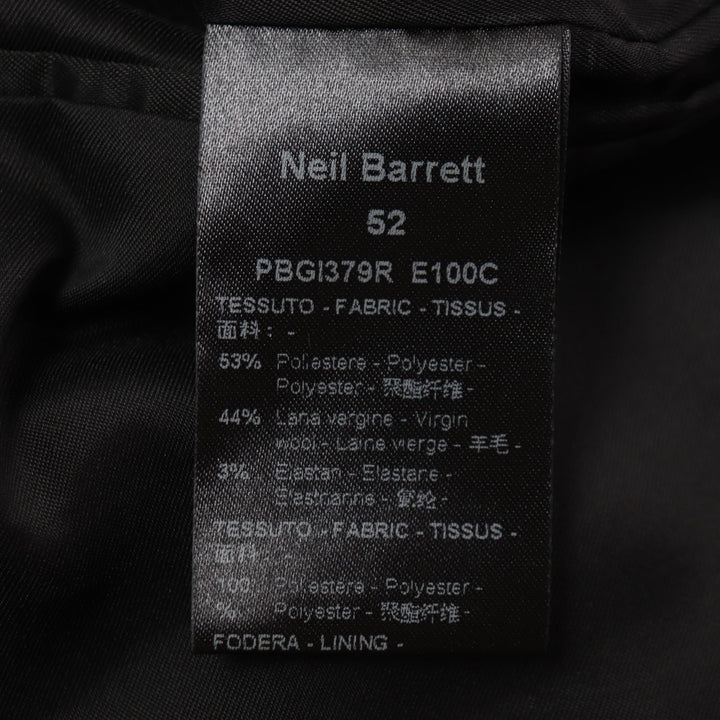 極美品▼NEIL BARRETT TUXEDO ニールバレット タキシード SLIM FIT TUXEDO 袖ライン シングルジャケット テーラード ブラック 52 伊製