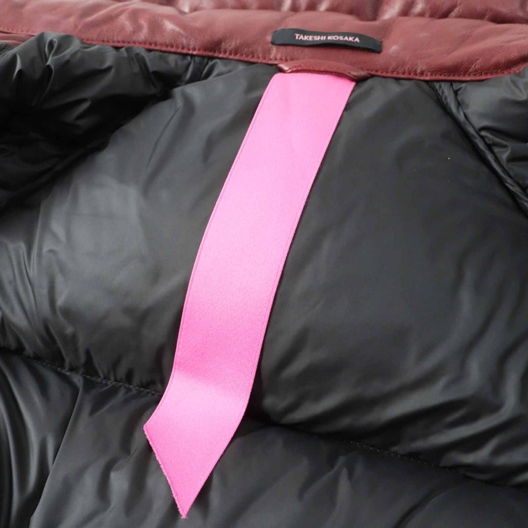 美品◎TAKESHI KOSAKA by Ys Pink Label タケシコウサカバイワイズピンクレーベル YR-Y42-730 ラムレザー ダウンジャケット ボルドー 1