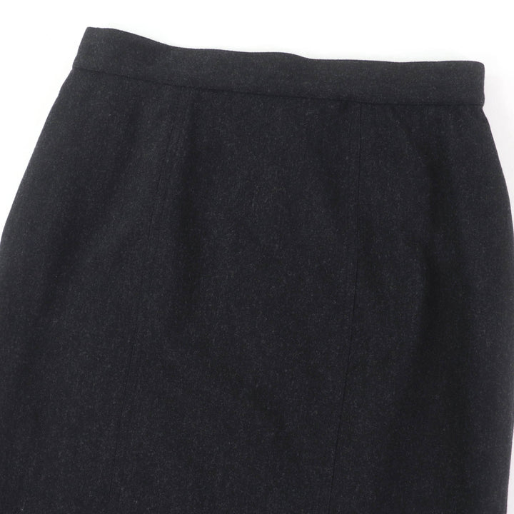 極美品☆CHANEL シャネル ヴィンテージ P05858V03532 ウール100％ ココマークボタン タイトスカート ダークグレー 38 フランス製 正規品