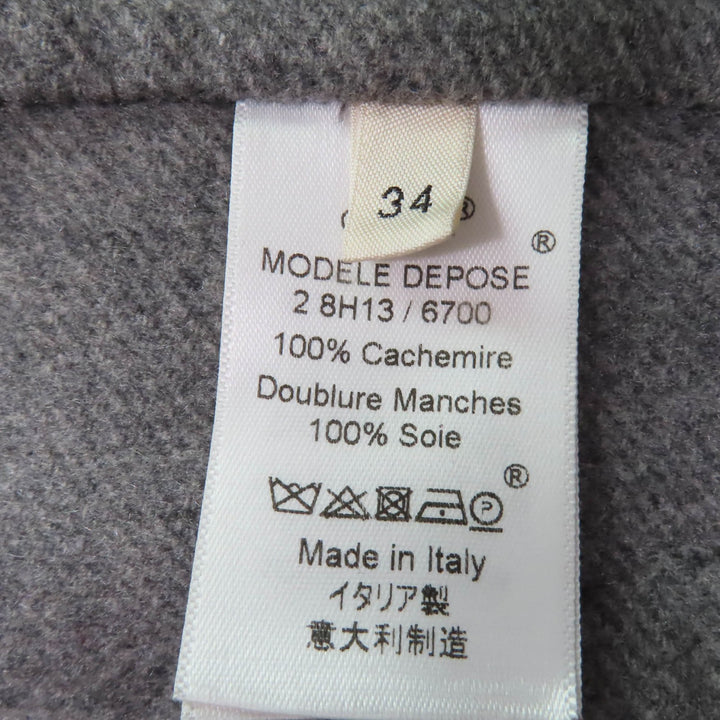 美品☆CELINE セリーヌ 28H13/6700 カシミヤ100％ エッグクロンビーコート フロントオープンコート グレー 34 伊製 正規品 レディース