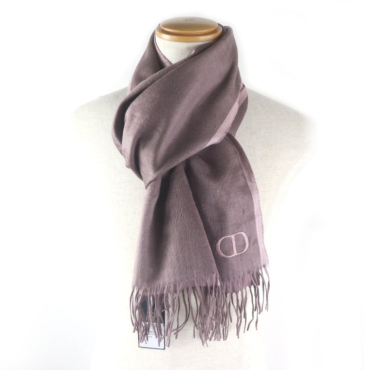 未使用品□DIOR ディオール オム 93C0015DH001 シルク100％ CDロゴエンブロイダリー フリンジ マフラー ローズバイオレット イタリア製