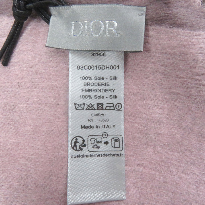 未使用品□DIOR ディオール オム 93C0015DH001 シルク100％ CDロゴエンブロイダリー フリンジ マフラー ローズバイオレット イタリア製