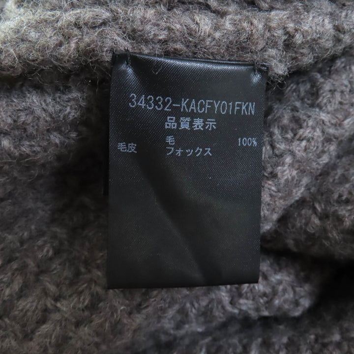 極美品★FOXEY フォクシー 34332 ウール100％ FOXファー・フード・トグルボタン付 ニット ダッフルコート ブラウン Mサイズ相当 正規品
