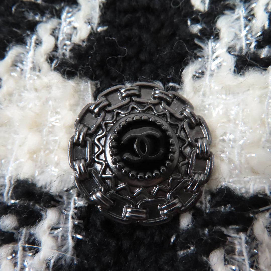 極美品☆CHANEL シャネル P62358V47832 ココマークボタン 千鳥格子柄 ツイード ジャケット ブラック ホワイト 36 仏製 正規品 レディース
