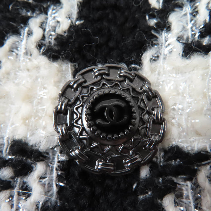 極美品☆CHANEL シャネル P62358V47832 ココマークボタン 千鳥格子柄 ツイード ジャケット ブラック ホワイト 36 仏製 正規品 レディース