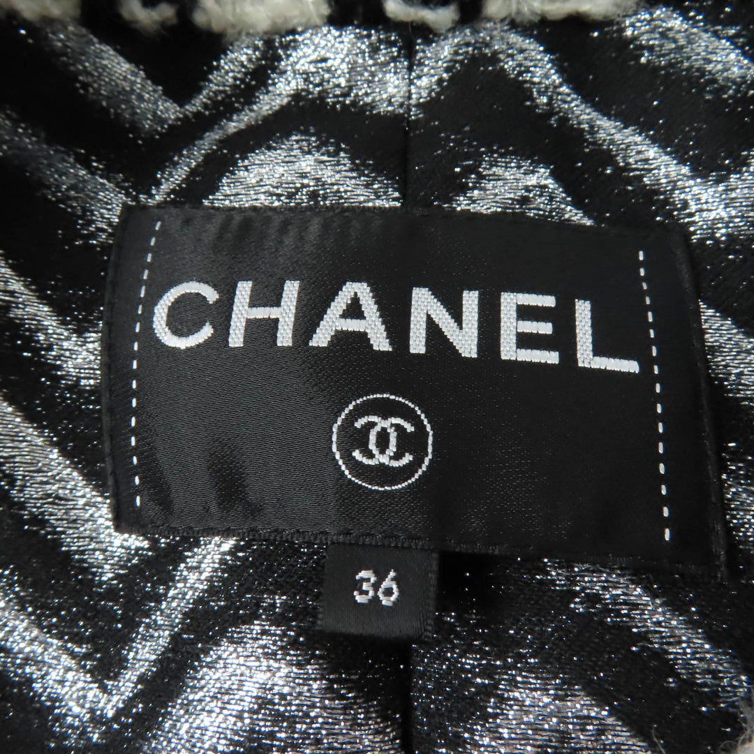 極美品☆CHANEL シャネル P62358V47832 ココマークボタン 千鳥格子柄 ツイード ジャケット ブラック ホワイト 36 仏製 正規品 レディース