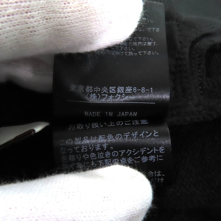 極美品★FOXEY フォクシー 34932 カシミヤ シルク混 半袖 ニットワンピース ミニドレス ブラック アイボリー 40 ハンガー付 正規品