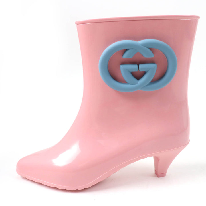 未使用品☆GUCCI グッチ 724458 インターロッキングG ラバー レインブーツ レインシューズ ピンク 36 保存袋付き イタリア製 レディース