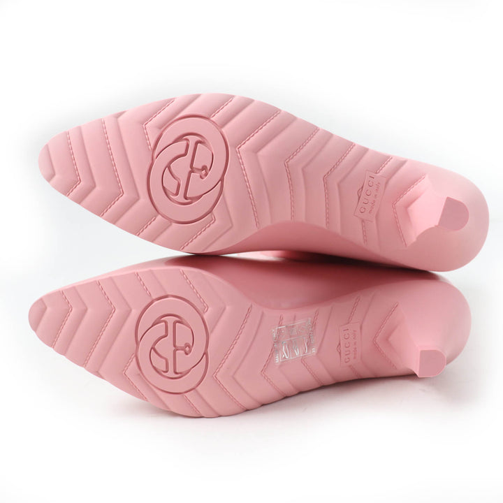 未使用品☆GUCCI グッチ 724458 インターロッキングG ラバー レインブーツ レインシューズ ピンク 36 保存袋付き イタリア製 レディース