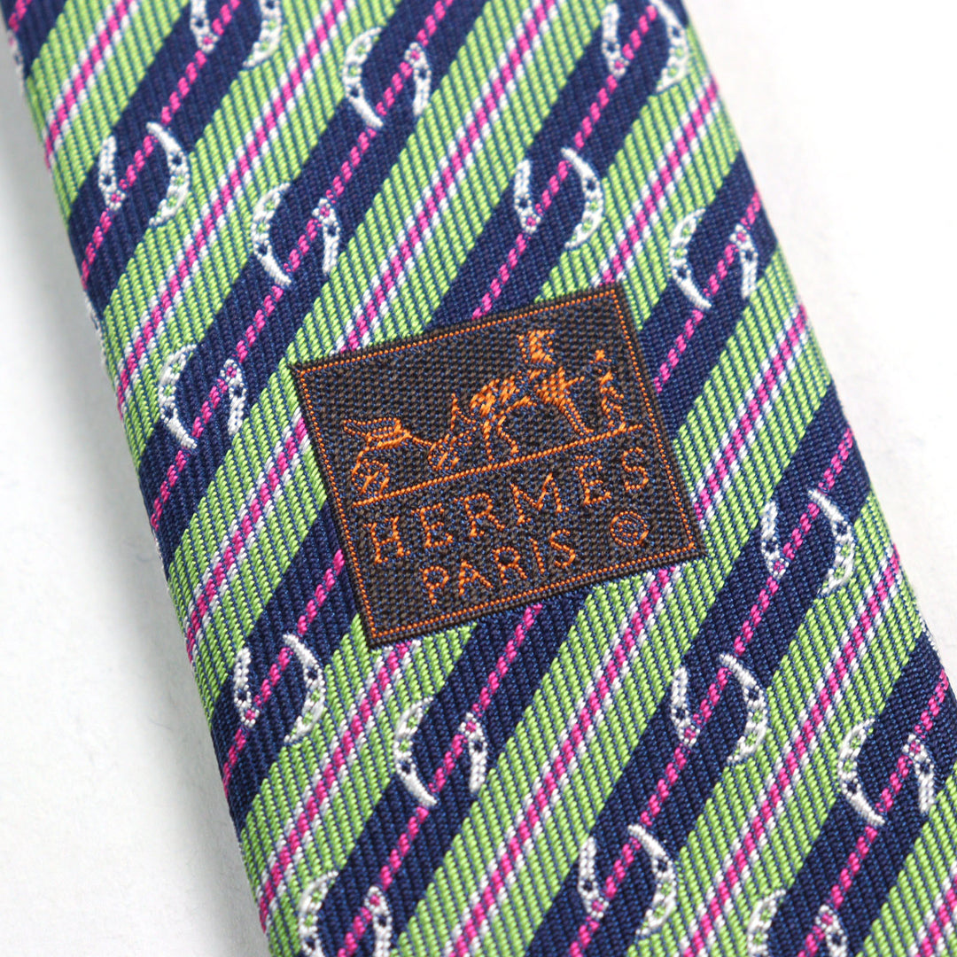 未使用品○HERMES エルメス 659087T CRAVATE SOIE LOURDE クラヴァット シルク100% ホースシュープリント 馬蹄総柄 ネクタイ メンズ