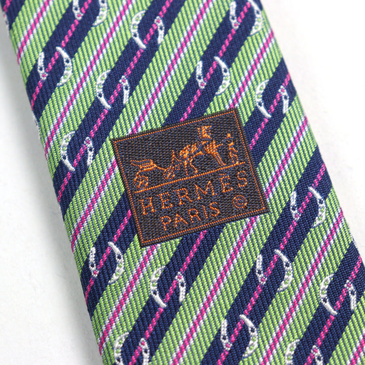 未使用品○HERMES エルメス 659087T CRAVATE SOIE LOURDE クラヴァット シルク100% ホースシュープリント 馬蹄総柄 ネクタイ メンズ