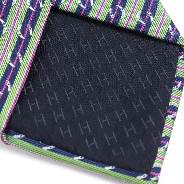 未使用品○HERMES エルメス 659087T CRAVATE SOIE LOURDE クラヴァット シルク100% ホースシュープリント 馬蹄総柄 ネクタイ メンズ