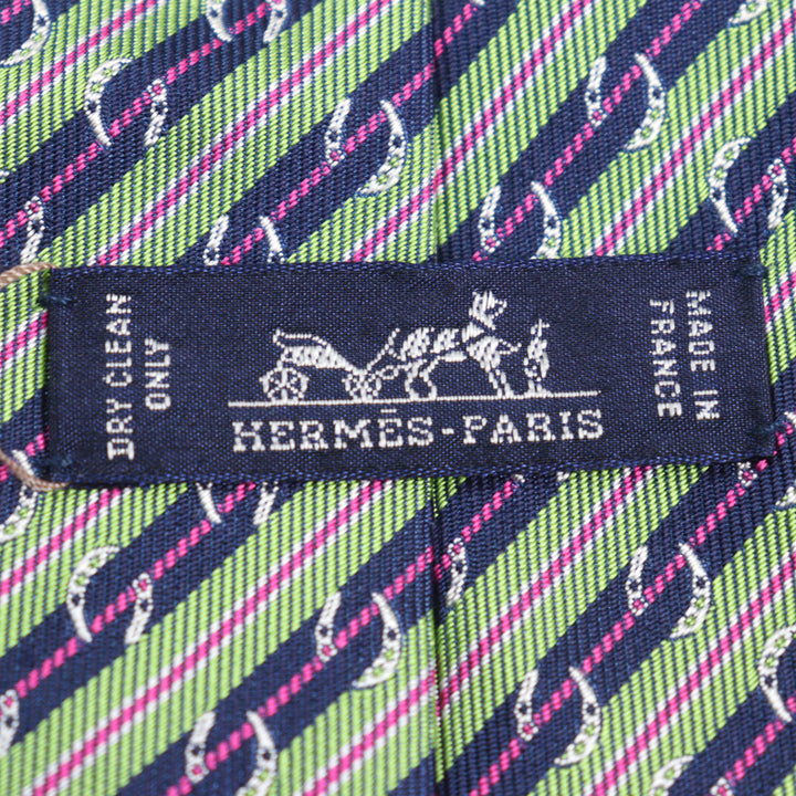 未使用品○HERMES エルメス 659087T CRAVATE SOIE LOURDE クラヴァット シルク100% ホースシュープリント 馬蹄総柄 ネクタイ メンズ