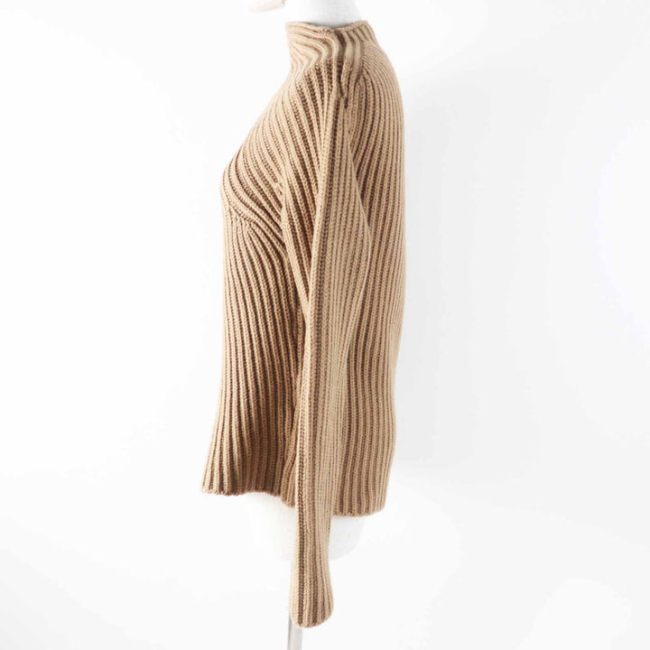 極美品◎JIL SANDER ジルサンダー 2020年製 JSPT751054 ウール カシミヤ アシンメトリー 長袖 ニット ブラウンベージュ 34 伊製 正規品