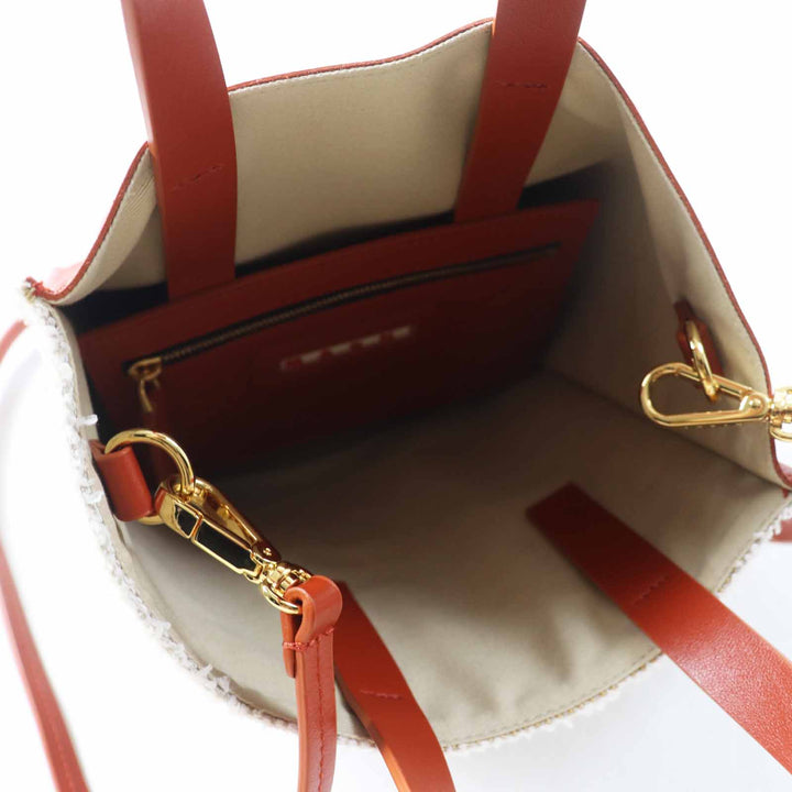 極美品◎MARNI マルニ MUSEO MINI ミュゼオ ミニ キャンバス レザー 2WAY ハンド／ショルダーバッグ マルチ イタリア製 レディース