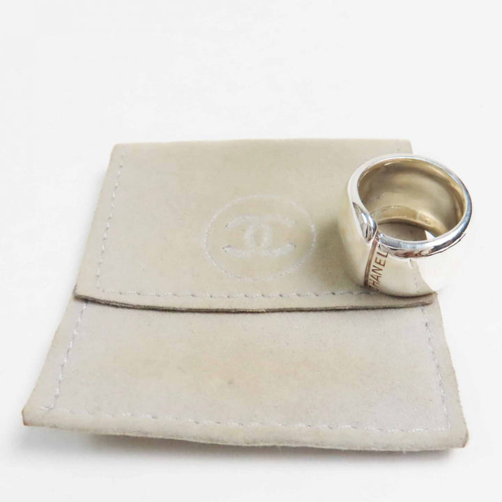美品◎CHANEL シャネル ヴィンテージ ロゴ リング・指輪 SV925 シルバー 10号 重量18g レディース