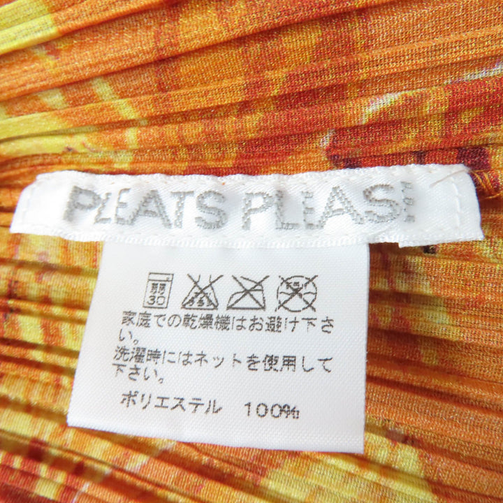極美品☆PLEATS PLEASE プリーツプリーズ イッセイミヤケ フラワー総柄 半袖カットソー ハーフパンツ セットアップ オレンジ系 3 正規品
