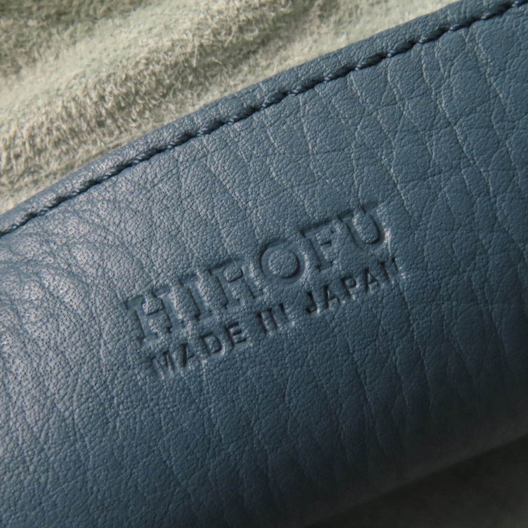 良品☆HIROFU ヒロフ 19250B レザー ハンドバッグ トートバッグ ブルー系 チャーム・保存袋付き 日本製 レディース シンプル◎