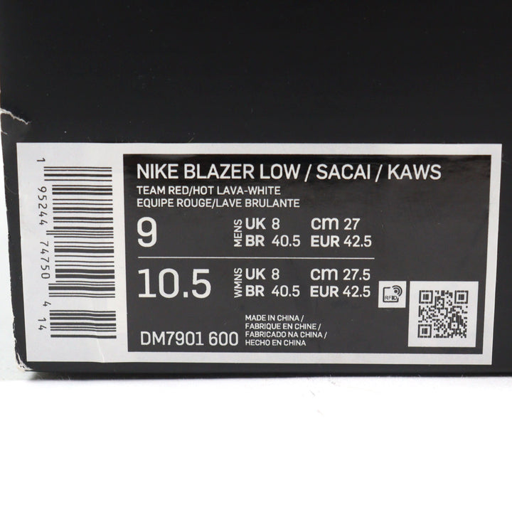 未使用品○NIKE KAWS SACAI ナイキ カウズ サカイ DM7901 600 BLAZER LOW トリプルネームタグ XXモチーフ刻印 レザー スニーカー 27
