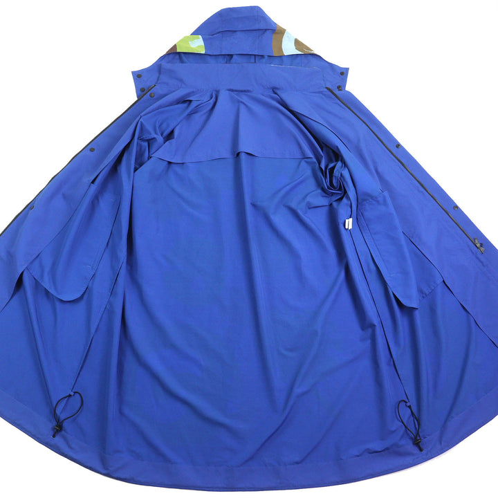 美品△HOMME PLISSE ISSEY MIYAKE オム プリッセ イッセイミヤケ HP04FA050 一部総柄 フード付き ロングコート 撥水 約XL相当 正規品