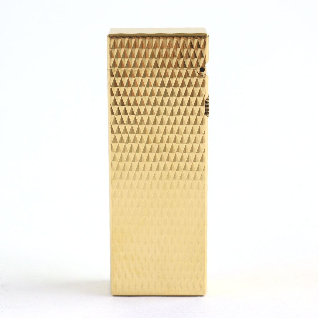 美品○Dunhill ダンヒル スクエアフォルム ダイヤモンド柄 ローラー式 喫煙グッズ ガスライター ゴールド スイス製 着火確認済み