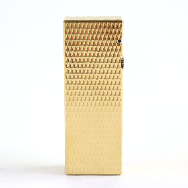 美品○Dunhill ダンヒル スクエアフォルム ダイヤモンド柄 ローラー式 喫煙グッズ ガスライター ゴールド スイス製 着火確認済み