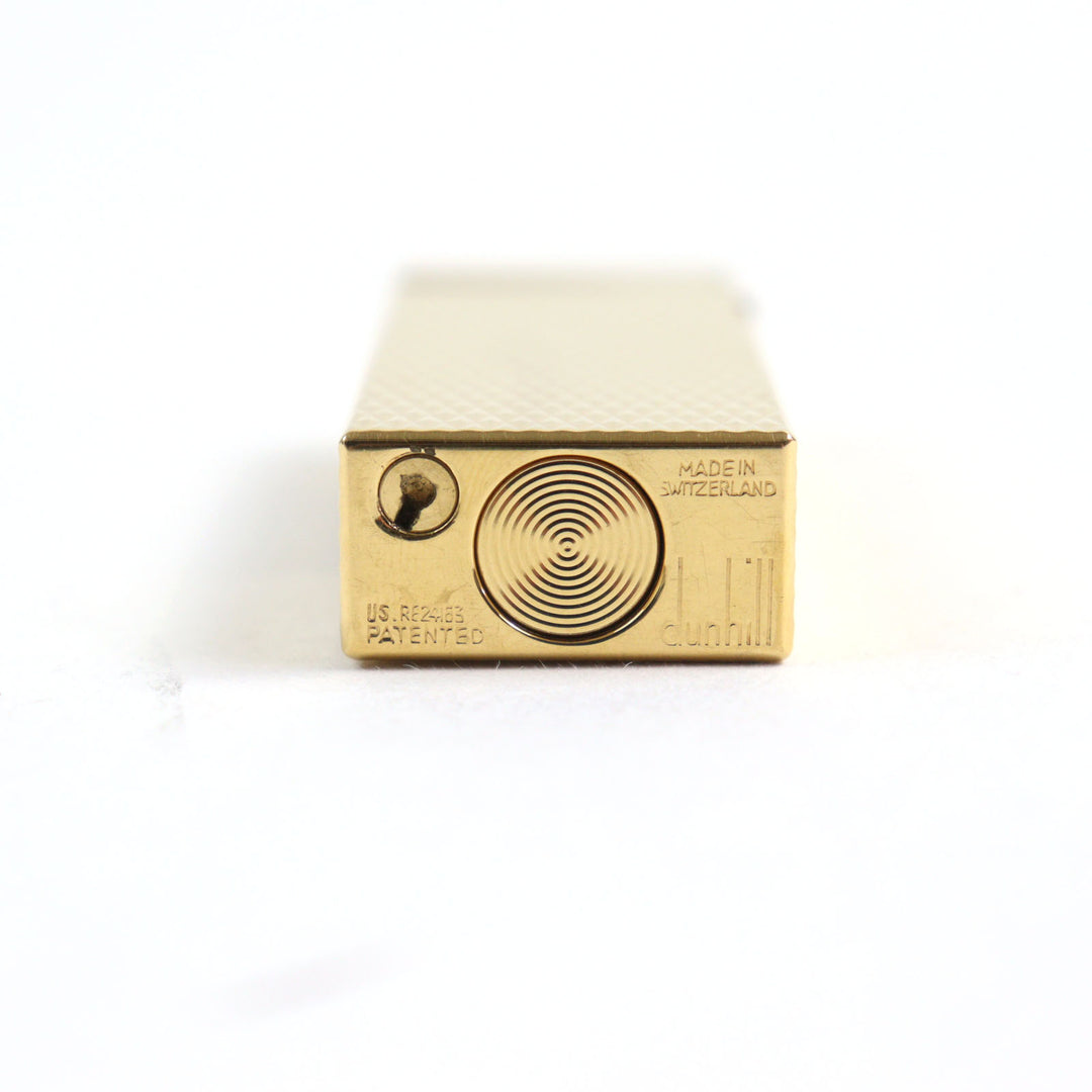 美品○Dunhill ダンヒル スクエアフォルム ダイヤモンド柄 ローラー式 喫煙グッズ ガスライター ゴールド スイス製 着火確認済み