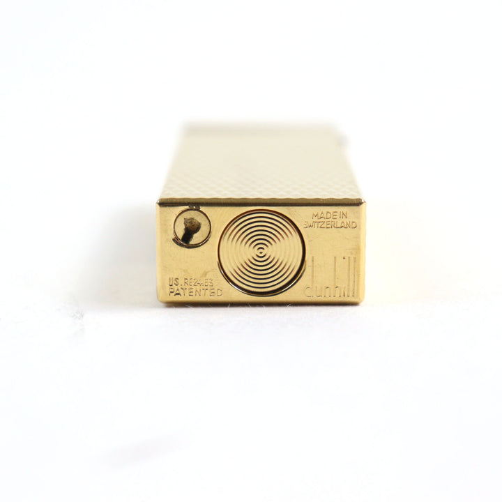 美品○Dunhill ダンヒル スクエアフォルム ダイヤモンド柄 ローラー式 喫煙グッズ ガスライター ゴールド スイス製 着火確認済み