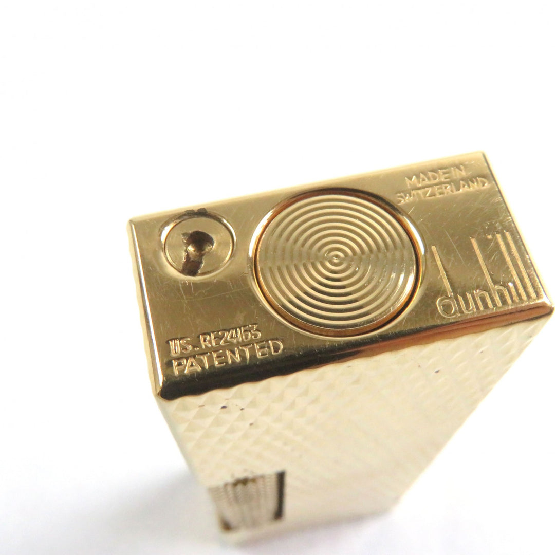 美品○Dunhill ダンヒル スクエアフォルム ダイヤモンド柄 ローラー式 喫煙グッズ ガスライター ゴールド スイス製 着火確認済み