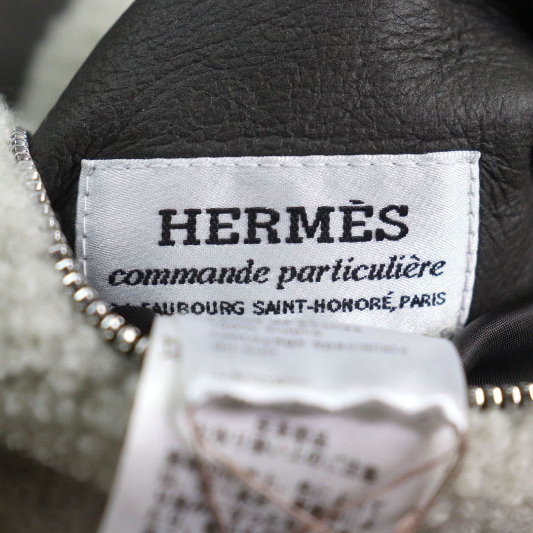 極美品○HERMES エルメス 053265HATC54 羊革 牛革 リバーシブル ダブルフェイス シアリング ムートンジャケット ブルゾン XL相当 正規品
