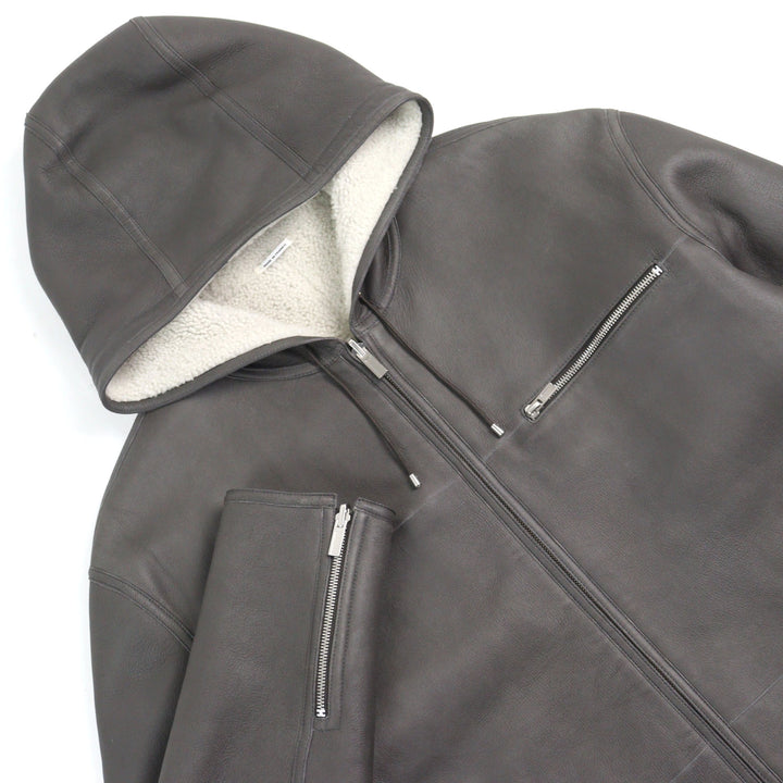 極美品○HERMES エルメス 053265HATC54 羊革 牛革 リバーシブル ダブルフェイス シアリング ムートンジャケット ブルゾン XL相当 正規品