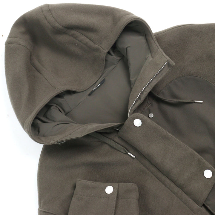未使用品○HERMES エルメス 24AW H462120HB セリエボタン 撥水加工 ナイロン切替 フーデッド ウール ジャケット ブルゾン 48 仏製 正規品