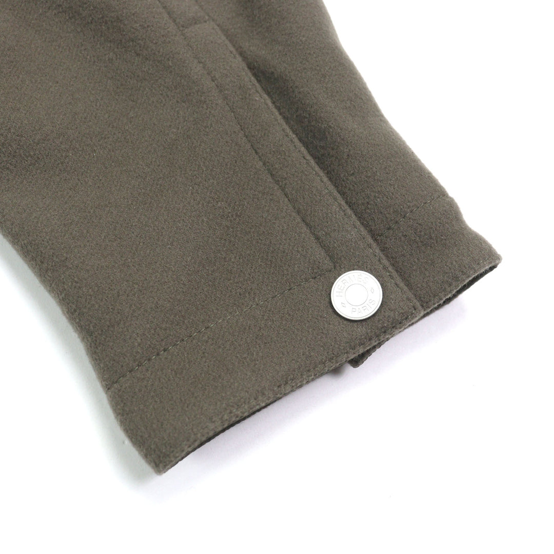 未使用品○HERMES エルメス 24AW H462120HB セリエボタン 撥水加工 ナイロン切替 フーデッド ウール ジャケット ブルゾン 48 仏製 正規品