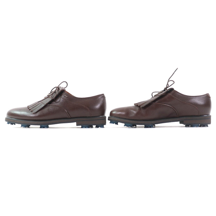 極美品△Salvatore Ferragamo サルヴァトーレフェラガモ ガンチーニ ロゴ金具 レザーシューズ ダークブラウン 8 イタリア製 メンズ