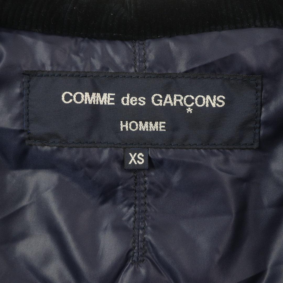 美品▼COMME des GARCONS HOMME コムデギャルソンオム チェック柄 襟コーデュロイ 中綿入り ベスト グリーン ネイビー XS 正規品 メンズ