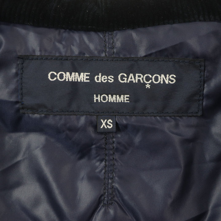 美品▼COMME des GARCONS HOMME コムデギャルソンオム チェック柄 襟コーデュロイ 中綿入り ベスト グリーン ネイビー XS 正規品 メンズ