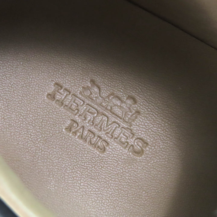 美品△HERMES エルメス 192214Z クイック Hロゴ ステッチ レザー スニーカー ブラック 35 イタリア製 レディース