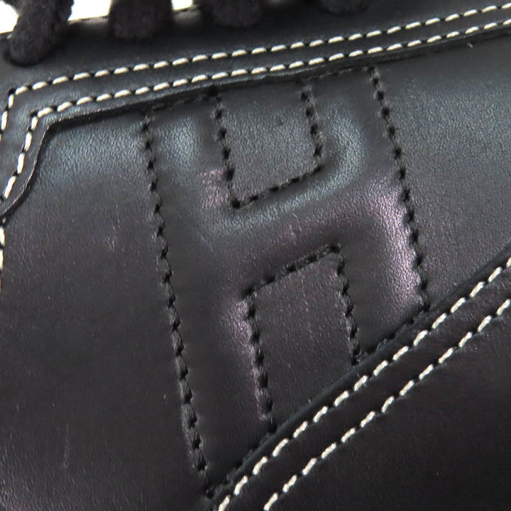 美品△HERMES エルメス 192214Z クイック Hロゴ ステッチ レザー スニーカー ブラック 35 イタリア製 レディース